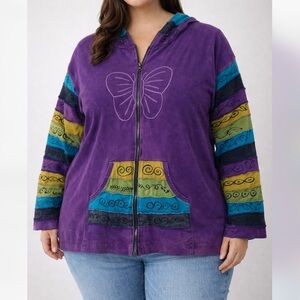 < Y2K Hippie Inspired Patchwork Detail Jacket >